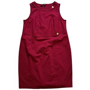 Talbots Belted Shift Dress Knee Lenght Plus Size 18W Red/ Maroon NWT